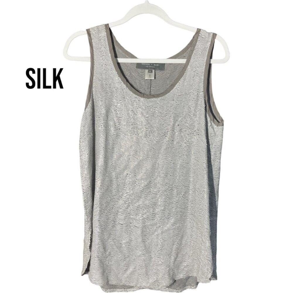 Sachin + Babi Ankasa SILK Silver Small Mini‎ Sequin Tank Top Sparkly Metallic Sm